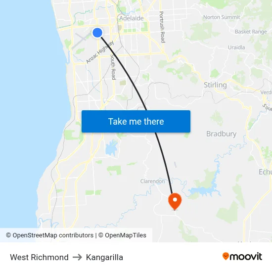West Richmond to Kangarilla map