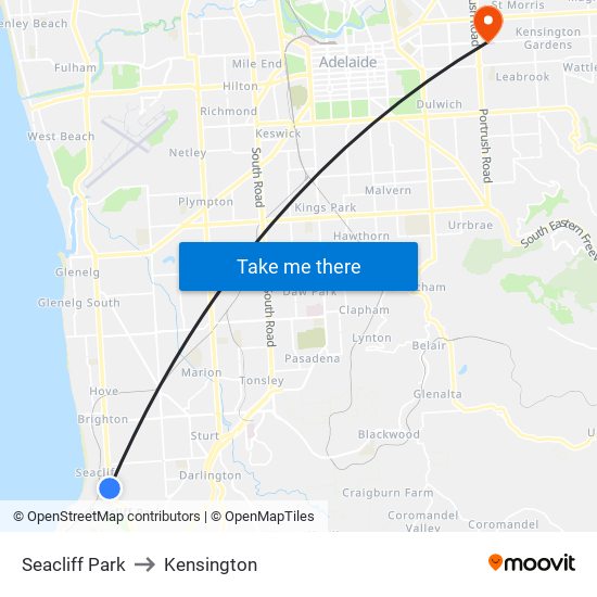 Seacliff Park to Kensington map