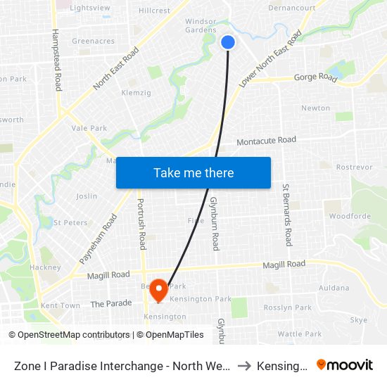 Zone I Paradise Interchange - North West side to Kensington map