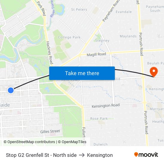 Stop G2 Grenfell St - North side to Kensington map