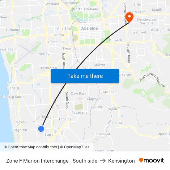 Zone F Marion Interchange - South side to Kensington map