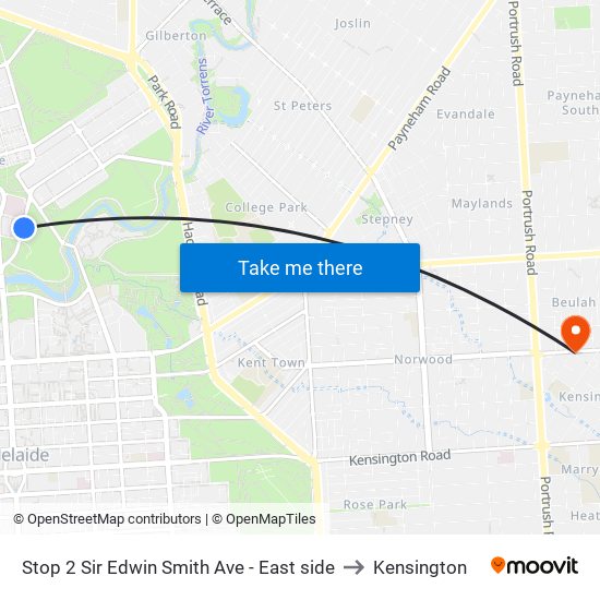 Stop 2 Sir Edwin Smith Ave - East side to Kensington map