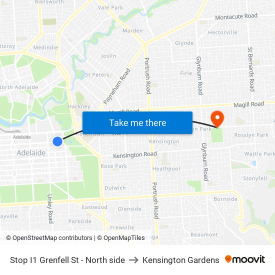 Stop I1 Grenfell St - North side to Kensington Gardens map