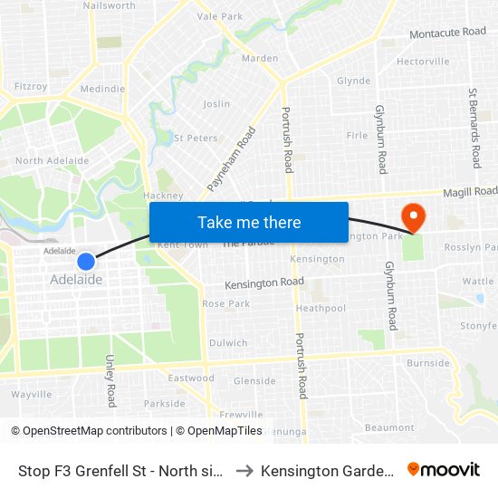 Stop F3 Grenfell St - North side to Kensington Gardens map