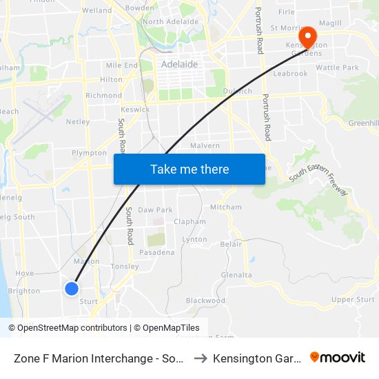 Zone F Marion Interchange - South side to Kensington Gardens map