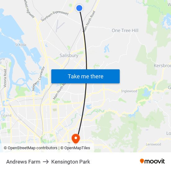 Andrews Farm to Kensington Park map