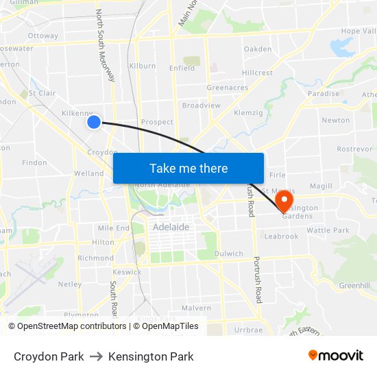 Croydon Park to Kensington Park map