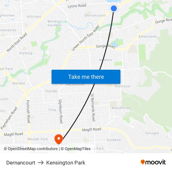 Dernancourt to Kensington Park map