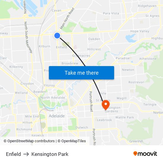 Enfield to Kensington Park map