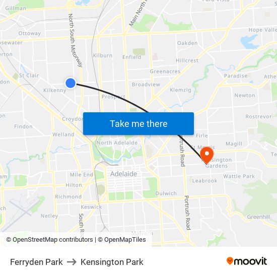 Ferryden Park to Kensington Park map