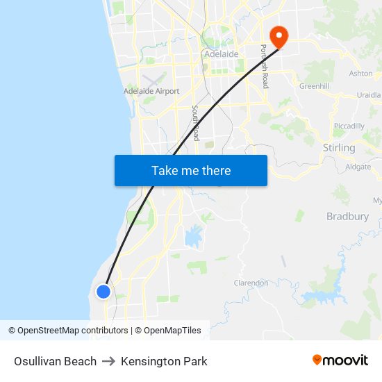 Osullivan Beach to Kensington Park map