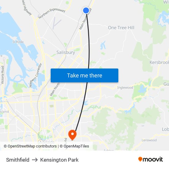 Smithfield to Kensington Park map