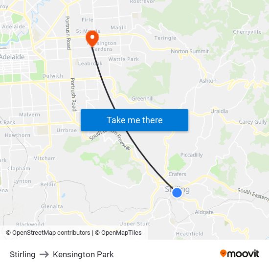 Stirling to Kensington Park map