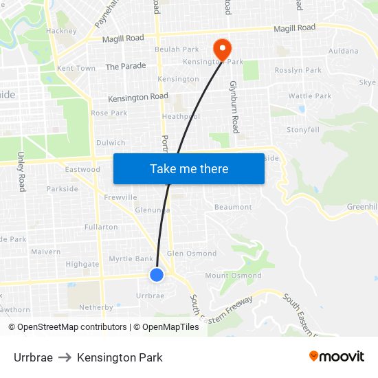 Urrbrae to Kensington Park map