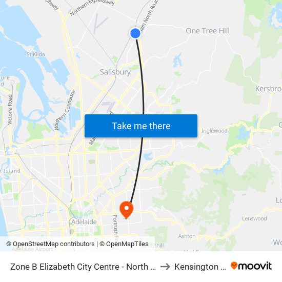 Zone B Elizabeth City Centre - North West side to Kensington Park map