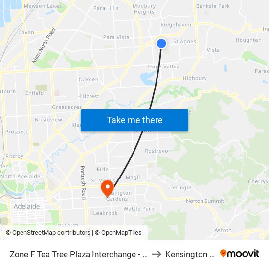 Zone F Tea Tree Plaza Interchange - East side to Kensington Park map
