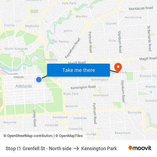 Stop I1 Grenfell St - North side to Kensington Park map