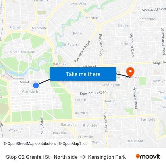 Stop G2 Grenfell St - North side to Kensington Park map