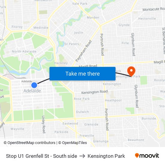 Stop U1 Grenfell St - South side to Kensington Park map