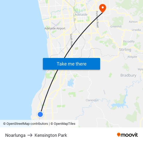 Noarlunga to Kensington Park map