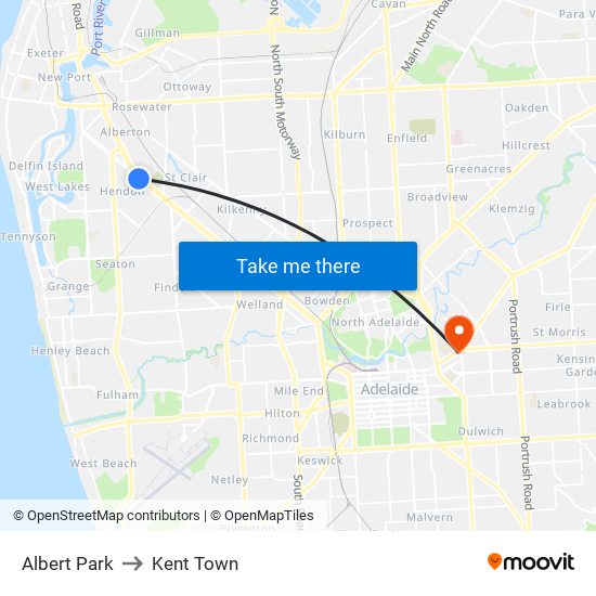 Albert Park to Kent Town map