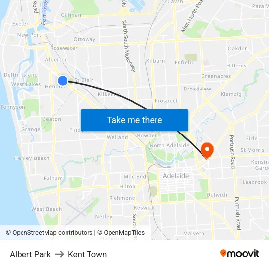 Albert Park to Kent Town map