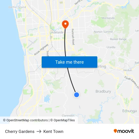 Cherry Gardens to Kent Town map