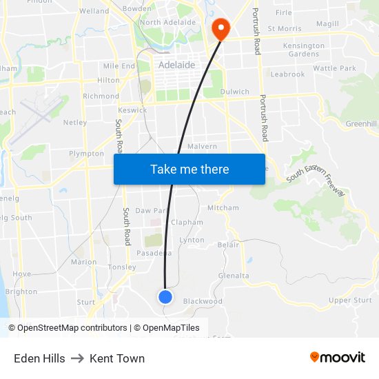 Eden Hills to Kent Town map