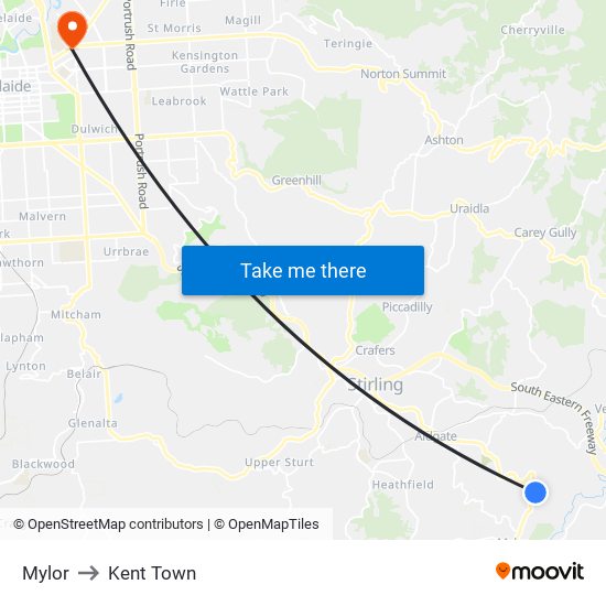 Mylor to Kent Town map