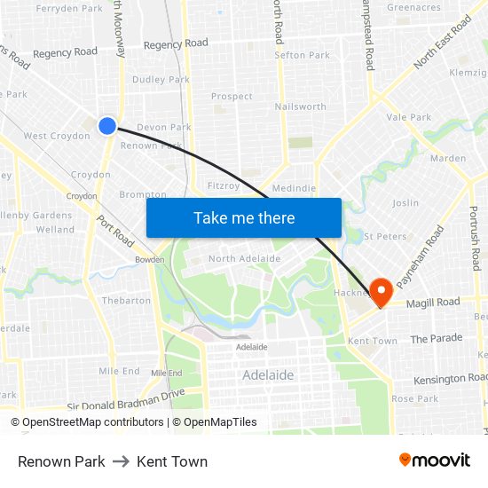 Renown Park to Kent Town map