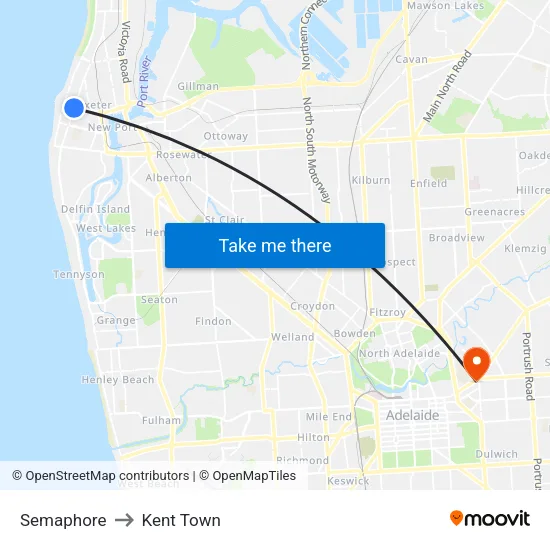 Semaphore to Kent Town map