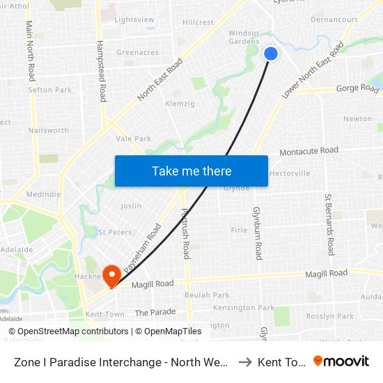 Zone I Paradise Interchange - North West side to Kent Town map