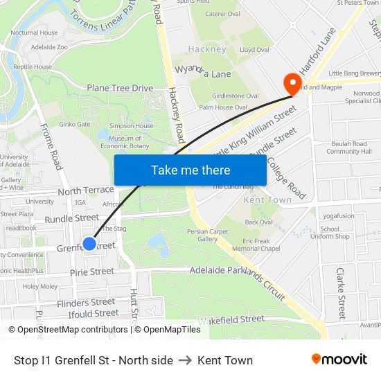 Stop I1 Grenfell St - North side to Kent Town map