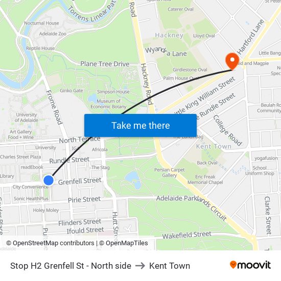 Stop H2 Grenfell St - North side to Kent Town map