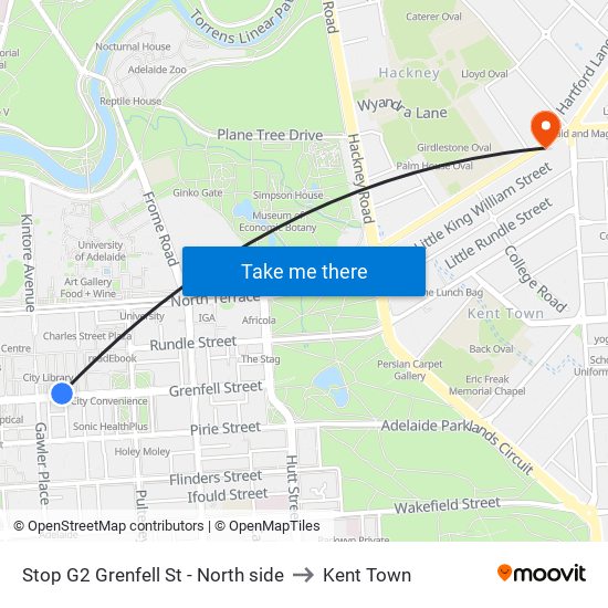 Stop G2 Grenfell St - North side to Kent Town map