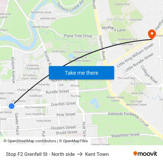 Stop F2 Grenfell St - North side to Kent Town map