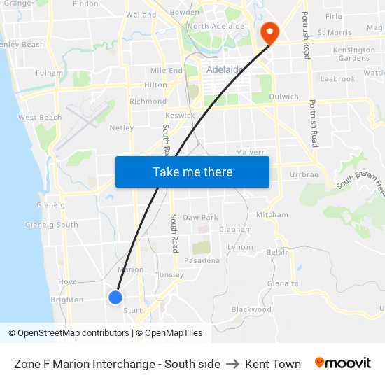 Zone F Marion Interchange - South side to Kent Town map