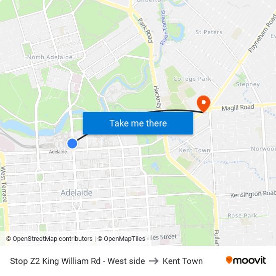 Stop Z2 King William Rd - West side to Kent Town map