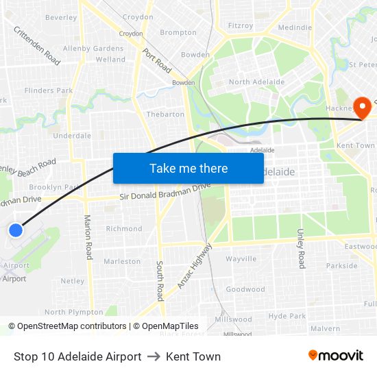 Stop 10 Adelaide Airport to Kent Town map