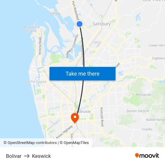 Bolivar to Keswick map