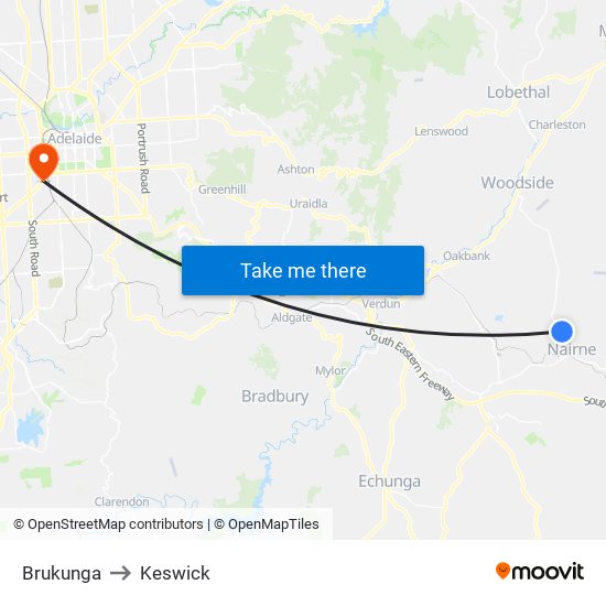 Brukunga to Keswick map