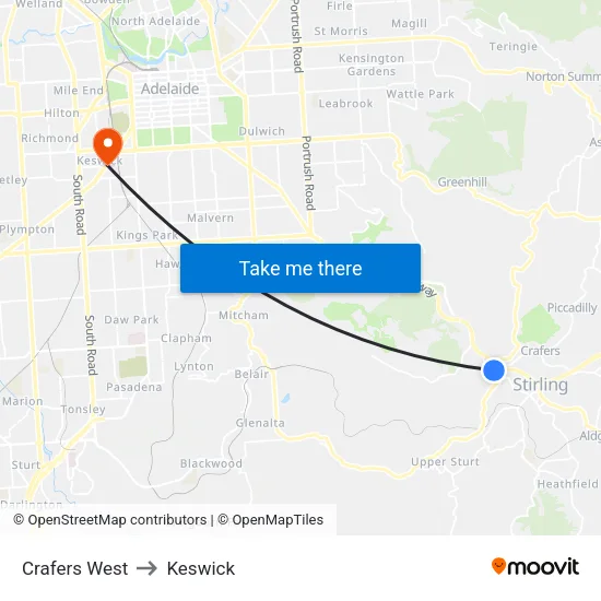 Crafers West to Keswick map