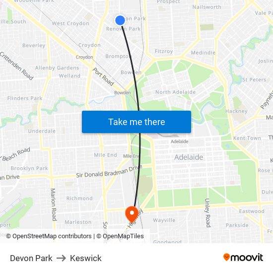 Devon Park to Keswick map