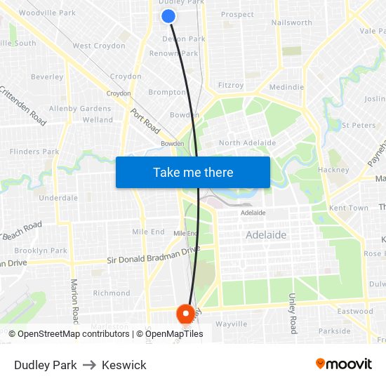 Dudley Park to Keswick map