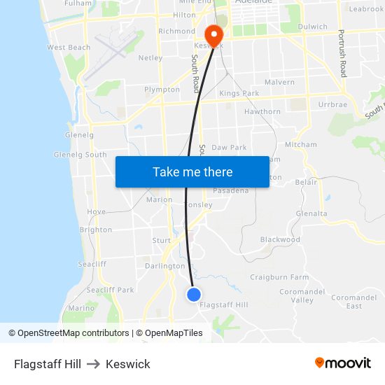 Flagstaff Hill to Keswick map