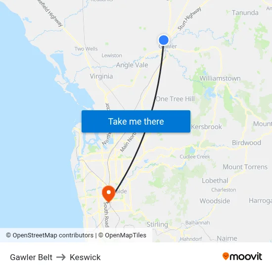 Gawler Belt to Keswick map