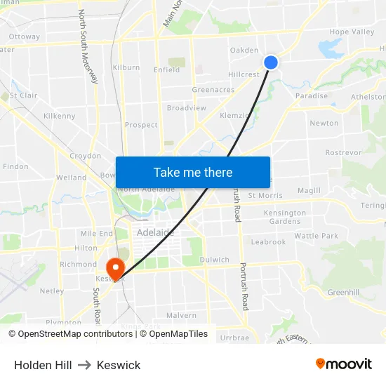 Holden Hill to Keswick map