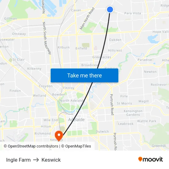 Ingle Farm to Keswick map