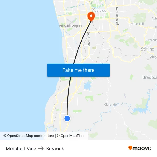 Morphett Vale to Keswick map