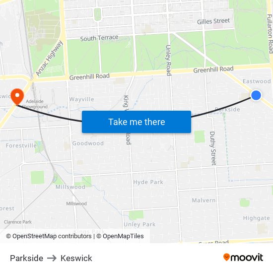 Parkside to Keswick map